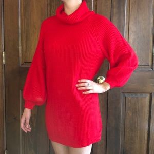 🌹Knitted red sweater dress with turtle neck🌹